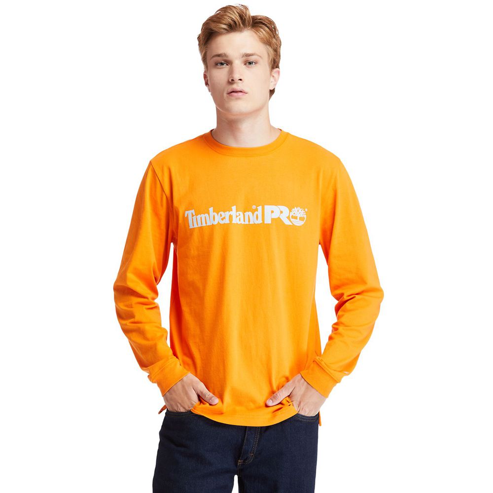 Camisetas Timberland Argentina Hombre - Pro® Base Plate Long-Sleeve Graphic - Naranjas - RMLOWH-721